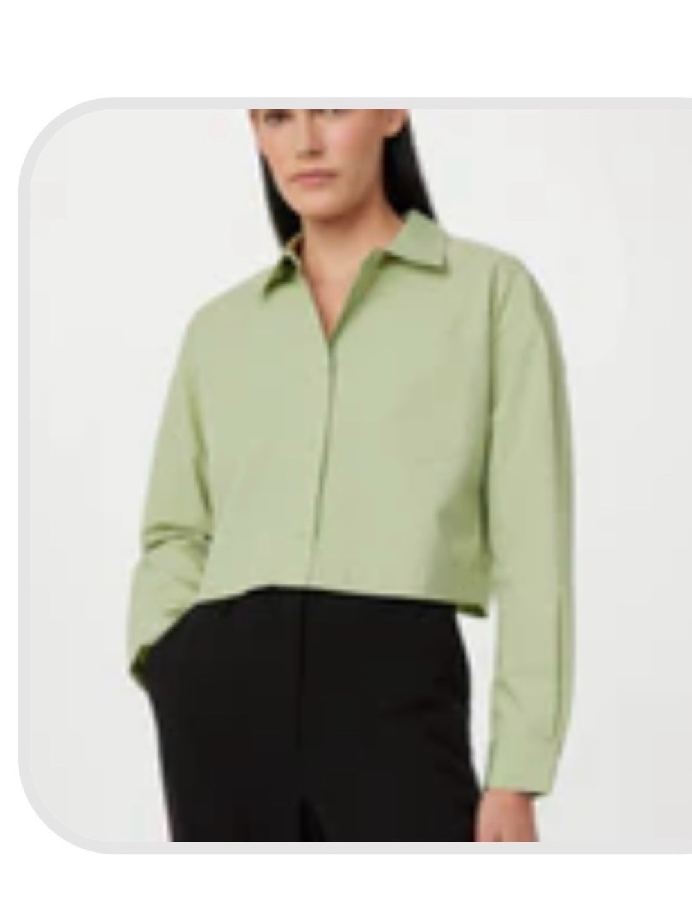 Frank And Oak The Cropped Poplin Shirt in Jade Green Size Small | NWT